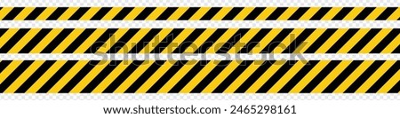 Seamless barrier tape. Construction border. Black and yellow restriction line. Do not cross boundary tape. eps 10