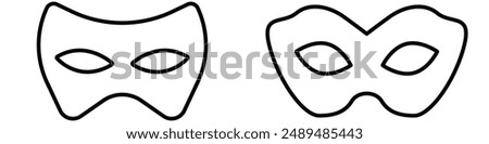 Masks linear icon. Carnival dressing. Costume for masquerade. Fantasy orante face mask. Thin line customizable illustration. Contour symbol. Vector isolated outline drawing.