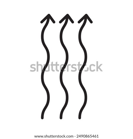 Winding wavy curved arrows. Vector illustration. Thin wavy twisty arrows. eps 10