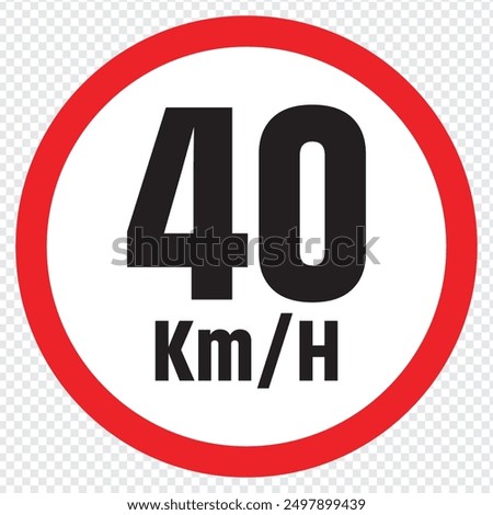 Speed limit sign 40 km h icon vector illustration. eps 10