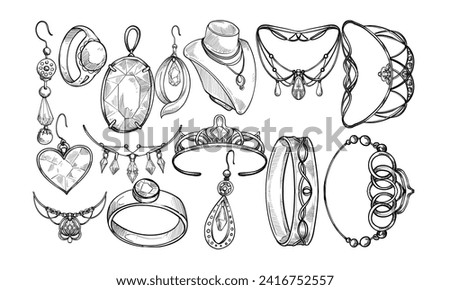 jewellery handdrawn engraving doodle collection