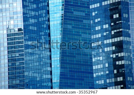 Abstract of modern highrise office blocks in Paris