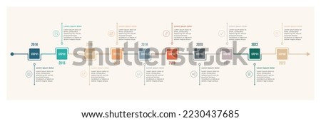 Timeline infographic with 10 steps. Colorful timeline vector business template. Yearly business timeline infographic template design 