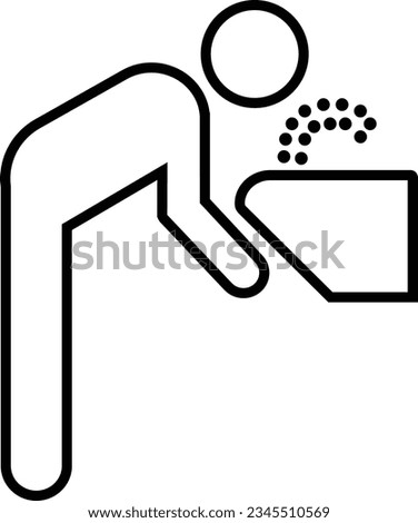 Water drinking black symbol. Fountain icon, vector. Flat Graphic Design isolated on white background. drinking fountain public information sign. ESP10