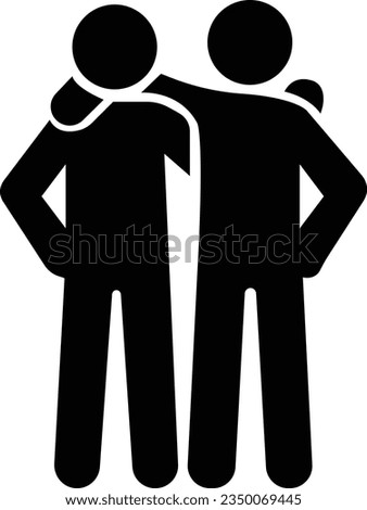 Two Friend Friendship Relationship Teammate Teamwork Icon Pictogram. Collection of black vector isolated on white background. icon use for website and app.