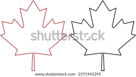 Maple leaf icon set. Canada flag line vector symbol maple leaf clip art. Black and red maple leaf collection isolated on transparent background. Autumn leaf canadian logotype sign.