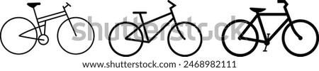 bicycle icons set isolated on transparent background. Modern and editable bicycle with pedal black flat and line vector collection. Sport, travel, cycling, race, symbol for website and mobile app.