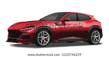 red car modern icon symbol suv art 3d design realistic style speed luxury fast vehcile wheel sport power stylish modern auto model drive isolated white background race safety vector template