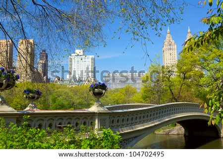 Bow Bridge over The Lake at Central Park in New York City
