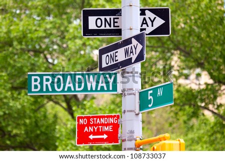 Broadway and 5th avenue Street Signs, Manhattan, New York City
