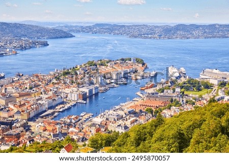 Similar – Foto Bild Stadtbild von Bergen, Norwegen. Architektur Hintergrund