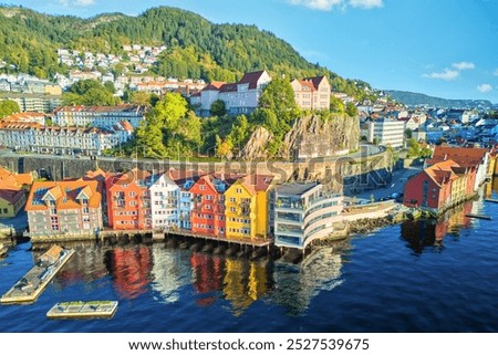 Foto Bild Stadtbild von Bergen, Norwegen. Architektur Hintergrund