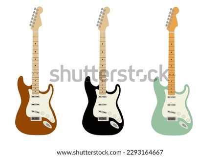 Electric guitar icon. Fender stratocaster instrument set vector ilustration.