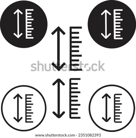 set of adjustable height icon. adjust length symbol. size adjustment arrow sign, isolated on white background. 