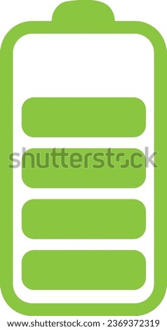 vertical battery level indicator in percentage. Battery indicator symbol. half green Battery level icon isolated on transparent background.
