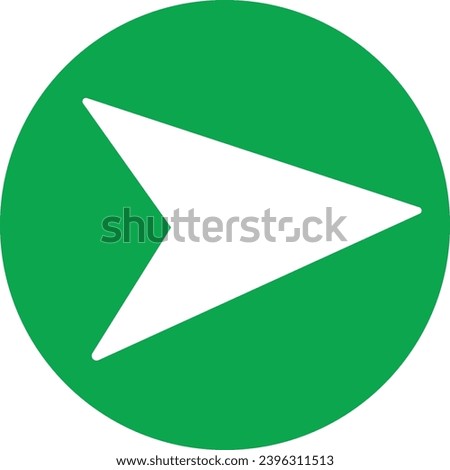 Green Fill Message send icon. Direct message or DM vector symbol. Send post or mail or email arrow icon. Plane origami send icon for web design, pictogram isolated on transparent background.