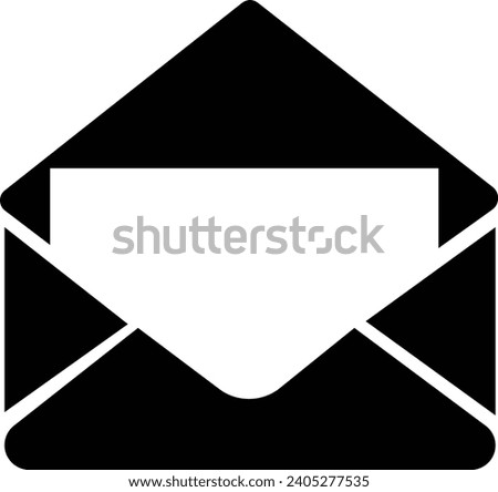 Mail icon. Email, post, letter, envelope isolated on transparent background. Vector in black fill flat design, adapted e-mail icon for web, web site and mobile app. Open envelope pictogram.