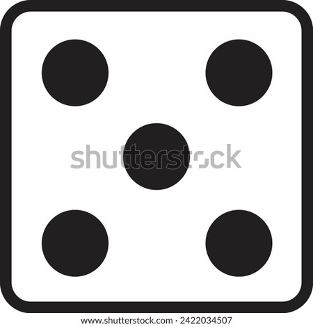 Dice line Icon. Casino Dice with five Dots, Round Edges on transparent background. Excitement Symbol editable stock. Passion Logo. Gambling for casino equipment. Dice icon for fortune game player.