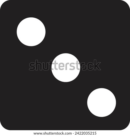 Dice Fill Icon. Game for Gambling, Casino Dice with three Dot, Round Edges on transparent background. Excitement Symbol. Passion Logo. Gambling for casino equipment. Dice icon for fortune game player.