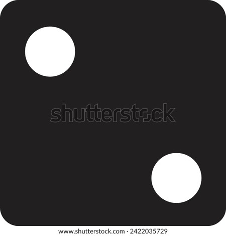Dice Fill Icon. Game for Gambling, Casino Dice with two Dots, Round Edges on transparent background. Excitement Symbol. Passion Logo. Gambling for casino equipment. Dice icon for fortune game player.