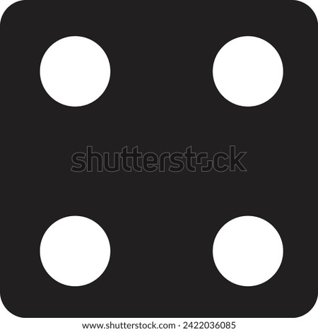 Dice Fill Icon. Game for Gambling, Casino Dice with four Dots, Round Edges on transparent background. Excitement Symbol. Passion Logo. Gambling for casino equipment. Dice icon for fortune game player.
