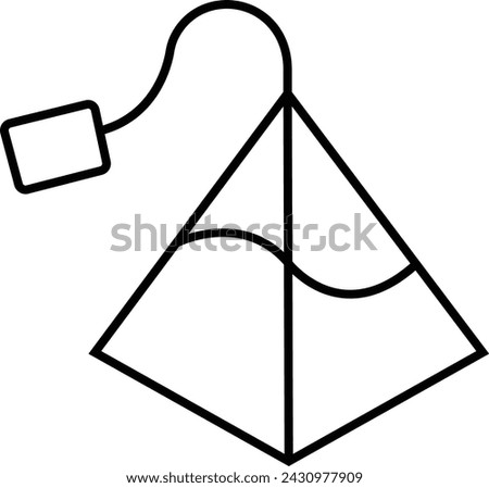 Pyramid tea bag icon in linear style editable stock. Triangle paper tea bag on transparent background. Tag, herb, organic beverage sign. Breakfast drink concept. Symbol element for web design and app.