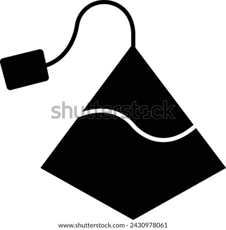 Pyramid tea bag icon in fill style. Triangle paper tea bag isolated on transparent background. Tea, tag, herb, organic beverage sign. Breakfast drink concept. Symbol element for web design and app.