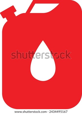 Fuel can icon in Red Fill style. Red handle jerry can icon. Petrol and Gasoline jerry can signs. Car petrol symbol. Gallon. Auto industry vector illustration isolated on transparent background.