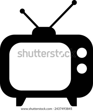 Retro Tv Icon in trendy Fill style isolated on transparent background. Television symbol template for graphic and web design vector illustration. Old TV with antenna. Video channel business concept.