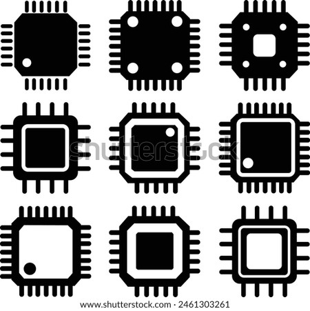 Electronic chip vectors icons Set. Premium pack Chip of credit card icons. Trendy Filled Flat styles symbols for mobile apps and website designs. Circuit boards isolated on transparent background.