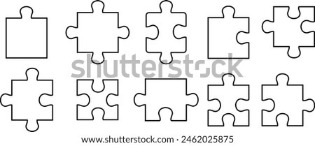 Set of Different sides square presentation icons Line styles editable stock. Abstract infographic explanatory text field collection for business statistic. Puzzle pieces on transparent background.