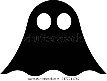 Ghost, phantom or apparition haunting Halloween black fill art vector icon for holiday apps and websites. Simple spooky character. Scary ghostly monster Silhouette isolated on transparent background.