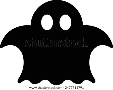 Ghost, phantom or apparition haunting Halloween black fill art vector icon for holiday apps and websites. Simple spooky character. Scary ghostly monster Silhouette isolated on transparent background.