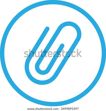 Link icon. Attached blue link file, paperclip illustration isolated on transparent background. Internal web page URL icon, attachment document. Office paper clip symbol. Chain thick line vector sign.