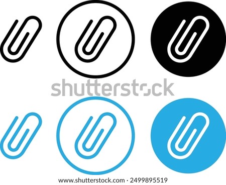 Link icons Set. Attached black, blue link files isolated on transparent background. Internal web page URL icons, attachment documents. Office paper clip symbols. Chain thick line vectors signs.