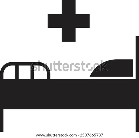 Hospital bed icon in trendy flat style. Patient bed vector. Medical treatment. stretcher bed, recovery filled style suitable for mobile app, and website UI design isolated on transparent background.