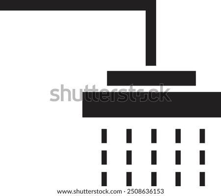 Shower Head vector for Adverts. Suitable for books, stores, shops. Taking bath shower icon sign. Bathroom shower pictogram symbol in trendy black fill style isolated on transparent background.