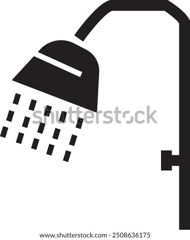 Shower Head vector for Adverts. Suitable for books, stores, shops. Taking bath shower icon sign. Bathroom shower pictogram symbol in trendy black fill style isolated on transparent background.