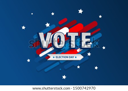 American motion background election day. Usa debate of president voting 2020. Election voting poster. Vote 2020 in USA, banner design.  Political election campaign. Flyer vector blue red white logo