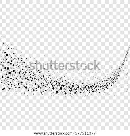 Swarm swirled of dots. Abstract black round points structure made by shuffled particles. Rippled random halftone illustration for backdrop. Element of design.