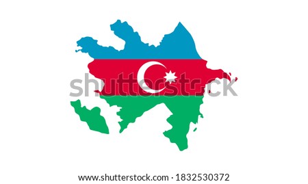 Map of Azerbaijan - Flag is a fully layered, editable vector map file.