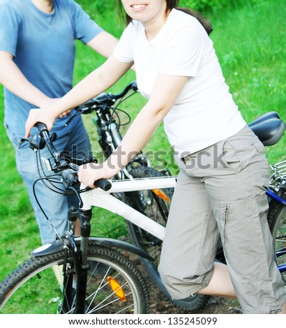 Young couple on bike trip