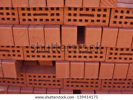 Red brick for house construction.