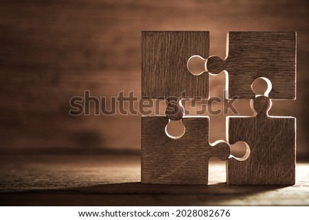 Similar – Image, Stock Photo Wooden puzzle pieces as background