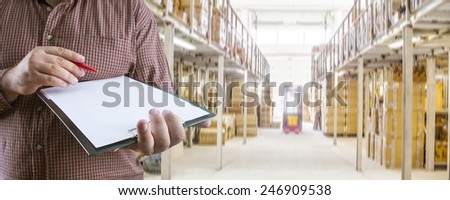 No face Unrecognizable person Businessman holding white texture empty list of paper and red pen Business man wearing stripped brown shirt Storekeeper signing document on clipboard