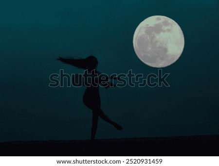 Similar – Image, Stock Photo Woman at beach Movement