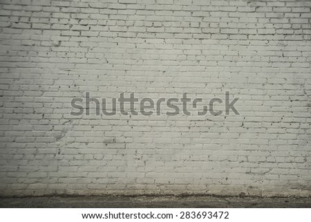 backdrop of High resolution white brick room Bright room with tile floor and brick white wall background