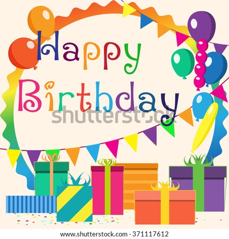 Colorful Happy Birthday Greeting Card. Vector Illustration. - 371117612 ...