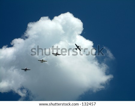Four airplanes in formation