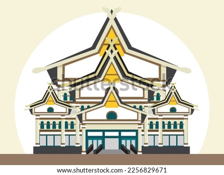  A building for performing arts and culture in Pekanbaru City, Riau Province, Indonesia. Anjung Seni Idrus Tintin vector illustration